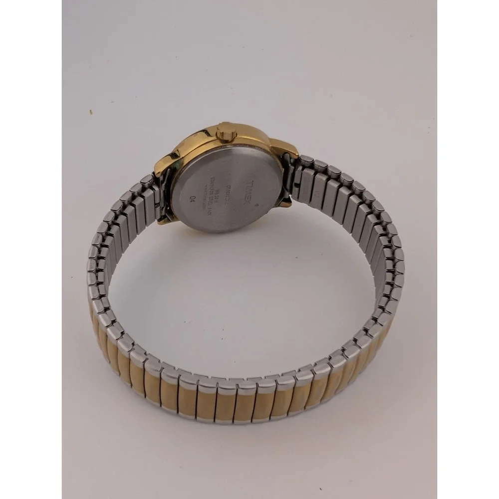 Timex Indiglo Women's Watch 25mm Case Two Tone Stretch Band- New Battery